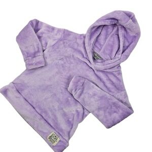 Lucky Brand Purple Plush Hoodie Kids XS (5/6) Girls Soft Cozy‎ Pullover LS